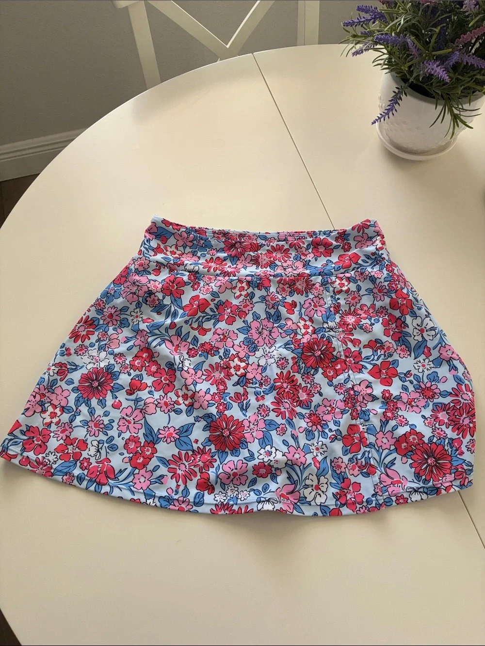 Blue Floral Tankini Set with Skirt - Women's Swimwear